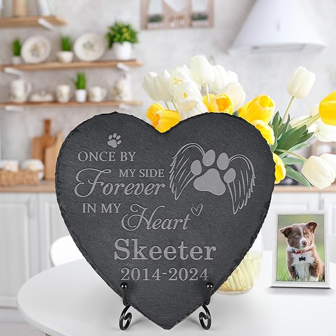 Pet Memorial Gifts, Pet Memorial Stone, Dog Memorial Gifts for Loss of Dog, Pet Remembrance Gift, In Memory of Dog Cat, Loss of Pet Sympathy Gift, Pet Loss Gifts - In My Heart Forever(Heart-shaped)