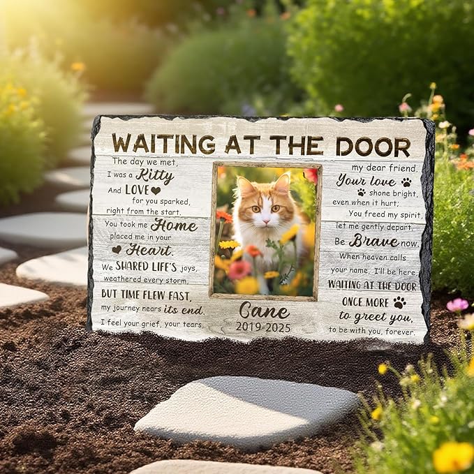 Ship Next Day, Customized Pet Memorial Stones for Dogs Cats Memorial Gifts for Loss of Dog Death Sympathy Gift with Photo Picture Name Date Personalized Pet Frame