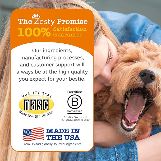 Zesty Paws Dental Bones - Fights Tartar & Plaque - Gum, Teeth & Bone Health - Cinnamon for Dog Breath - Immune, Joint, Gut, Skin & Coat Support - Omega 3 EPA & DHA and Calcium - Large Dogs - 8 ct