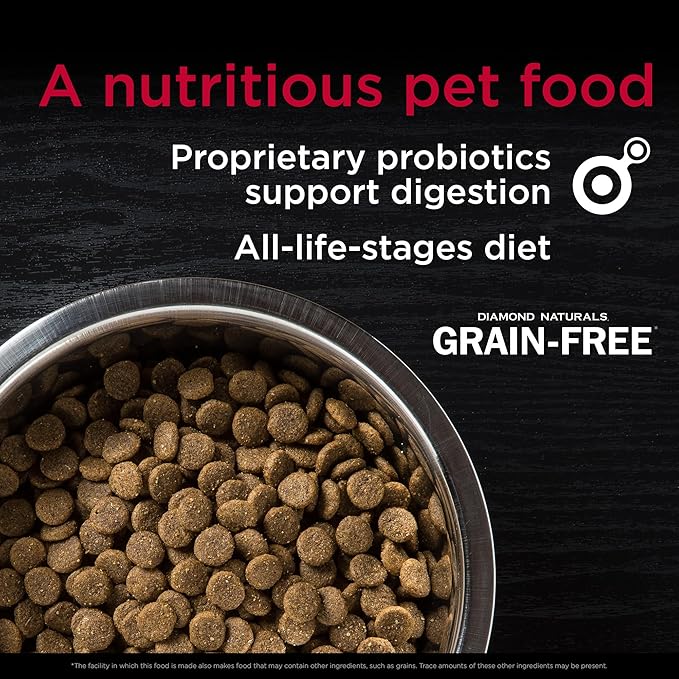 Diamond Naturals Grain-Free Recipe All Life Stages, Real Meat Protein Dog Food Premium Pastured-Raised Beef and Sweet Potato, with Taurine, and Omega Fatty Acids, for all Breed Sizes 14lb