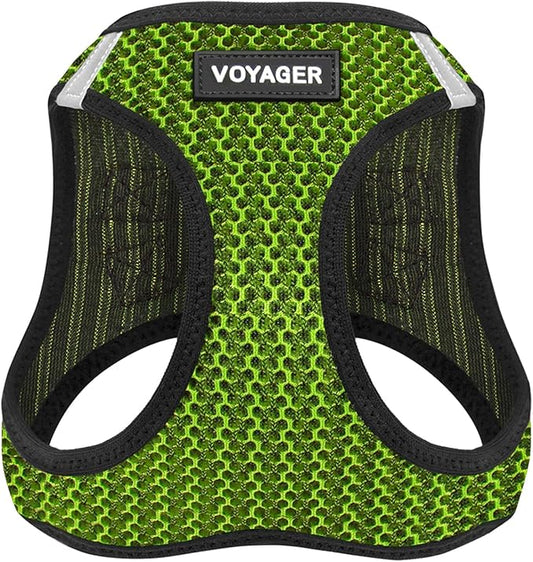 Best Pet Supplies Voyager Step-in Air Harness - All Weather Mesh, Reflective, No Pull Harness for Dogs, Cats - Secure with Hook & Loop Fastener, Buckle, Double D-Rings - Lime Green 2-Tone, S