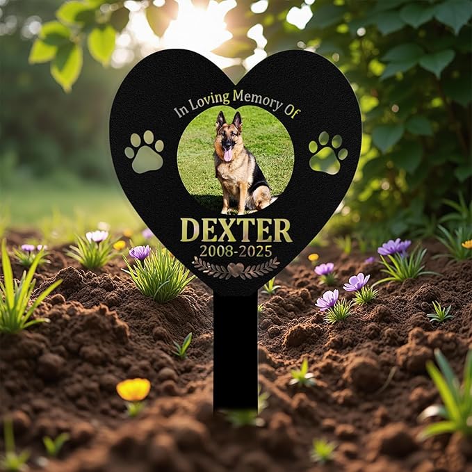 Custom Dog Grave Markers Outdoor, Personalized Pet Grave Marker Dog Memorial with Photo and Name, Outdoor Weatherproof Pet Cemetery Sign, Personalized Dog Memorial Gifts for Loss of Dog