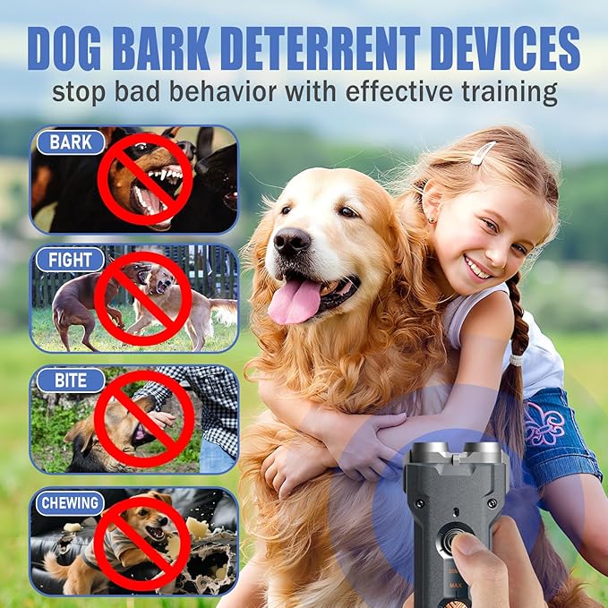 Dog Bark Deterrent Devices, 2025 Upgraded 2X Ultrasonic Anti Barking Device for Dogs-32FT Effective Range Stop Barking Neighbors Dog, Portable & Rechargeable Dog Training, Safe for Human & Dog Outdoor