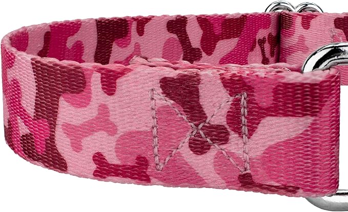 Country Brook Petz - Pink Bone Camo Martingale Dog Collar - Camouflage Collection Featuring Rugged Designs (1 Inch, Extra Large)