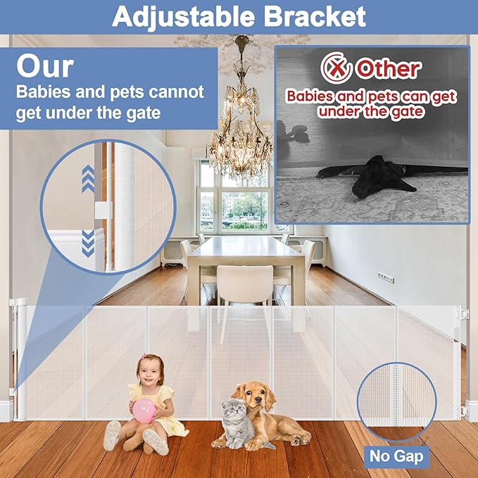 Reinforced 150 Inch Retractable Baby Gates for Doorways Extra Wide Baby Gates for Large Openings Child Gate for Wide Openings Extra Long Dog Gates for The House Extra Wide Retractable Pet Gate for Dog