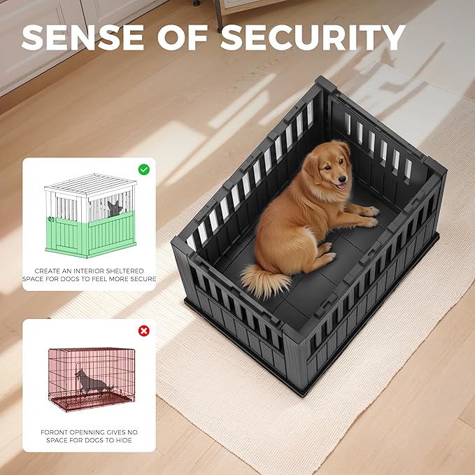 Durable Dog Crate Furniture with Lockable Door,Dog House Indoor for Small Medium Large Dogs (Black, Large)