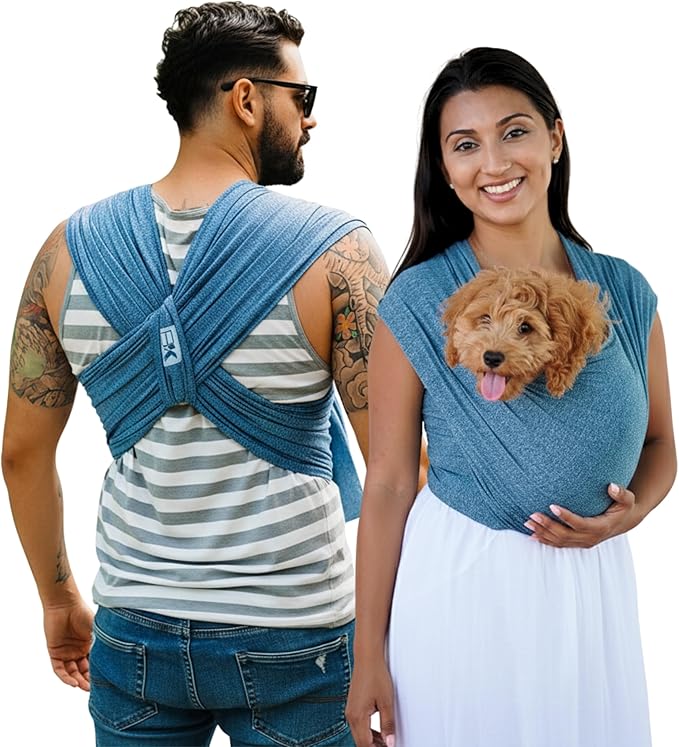 Pet K’tan Anti Anxiety Wearable Cat & Dog Carrier – Hands-Free Front Facing Adjustable Pet Cuddler Sling for Small to Medium Pets & Puppies up to 20 lbs | Pawquamarine | Small