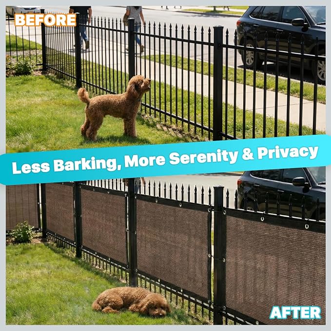 Royal Shade 6' x 20' Brown Custom Size 90% Shade Cloth Dog Kennel Shade Mesh Tarp Sunblock with Grommets for Dog Kennel Cover, Fence Privacy Screen, Greenhouse, Chicken Coop & Pet Playpen.
