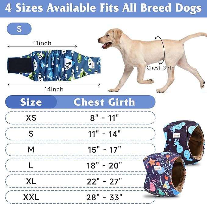 5 Pack Dog Diapers Male Reusable, Premium Belly Bands for Dogs, High Absorbing Male Dog Pee Wraps for Doggie in Incontinence or Excitable Urination and Training XL