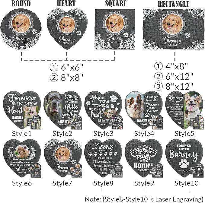 ubjva Dog Memorial Stone Dog Memorial Gifts for Loss of Dog Pet Garden Stone for Indoor Outdoor Lawn Backyard Cemetery Decorations - Style7(Color Printing)