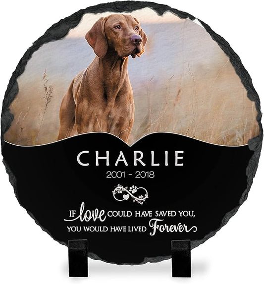 Pet Memorial Stone with Photo - 12" Round - 6 Designs - Pet Grave Marker - Pet Headstone | Dog Memorial Stone - Garden Memorial Stones - Personalized Memorial | Waterproof - Outdoor & Indoor #3