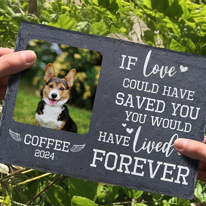 Personalized Dog & Cat Memorial Stone | Memorial Stone for Loss of Loved One | Custom Pet Grave Markers for Dogs or Cats Engraved with Pet's Name and Photo | Pet Loss Gifts for Dog or Cat Mom