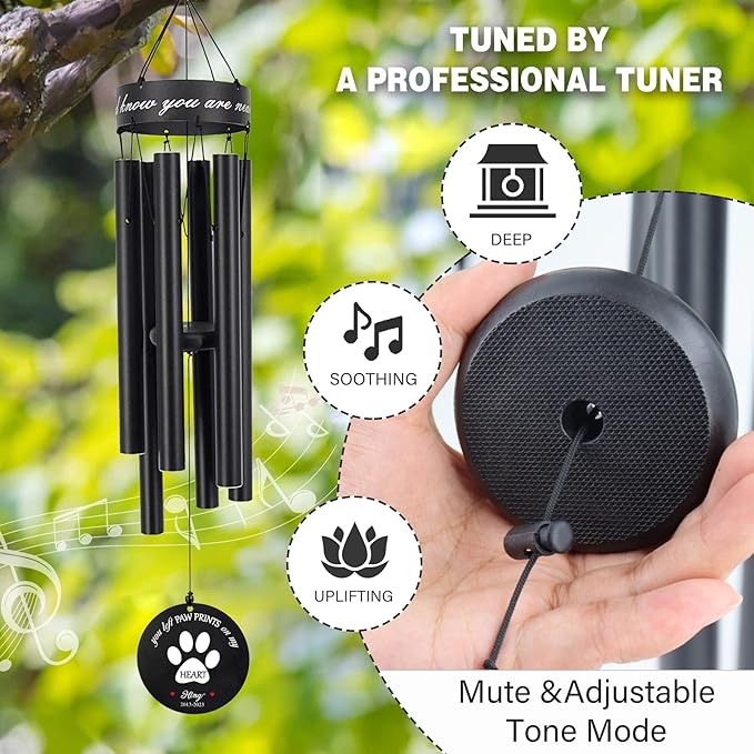 Personalized Pet Memorial Gifts for Dogs, Produced in USA 30 inch Pet Dog Memorial Wind Chimes with Picture, Bereavement Gifts for who loss of Pet Dog Cat, in Memory of Pets Wind Chimes, Sympathy Gift
