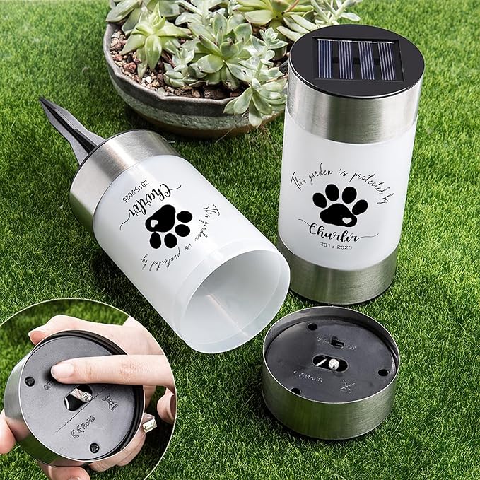 CALLIE Dog Memorial Gifts Personalized Garden Pawprint Solar Light - Custom Name Text and Year Garden Decoration Pet Loss Sympathy Gift