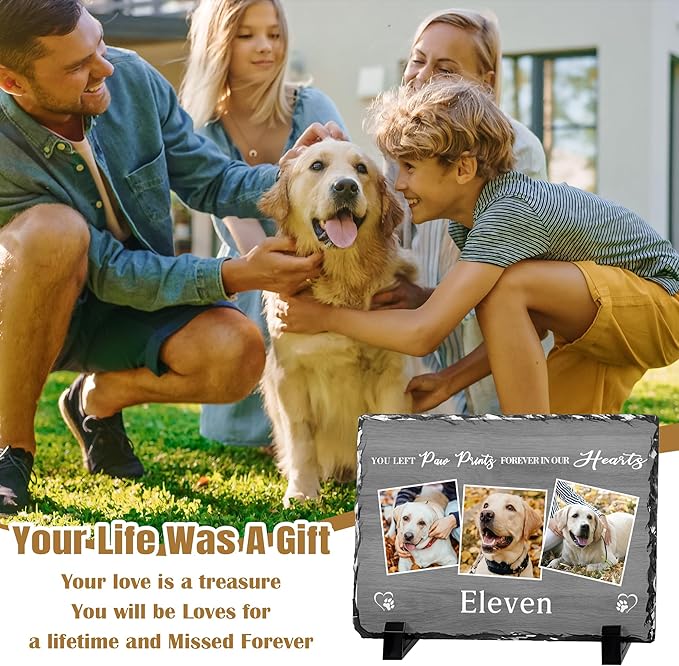 Personalized Dog Memorial Gifts for Loss of Dog, Custom Pet Memorial Stone with Photo Name, Pet Headstones for Dogs, Bereavement Sympathy Gifts for Dog Cat Lover