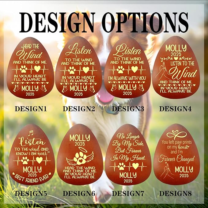 Personalized Pet Memorial Wind Chime, Personalized Dog Memorial Gifts for Loss of Dog, Dogs Wind Chimes, Pets Loss Passing Away Remembrance Bereavement Gift, Sympathy Gifts of Pet