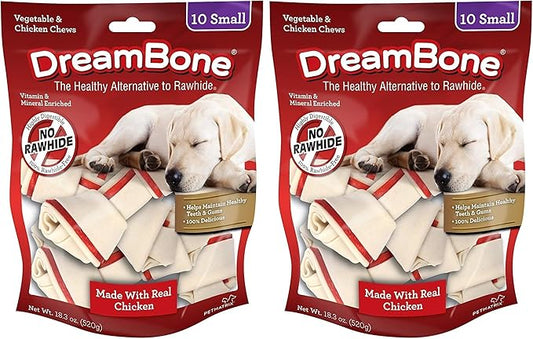 DreamBone Vegetable & Chicken Dog Chews,Rawhide Free,Small,10-Count,(Pack of 2)