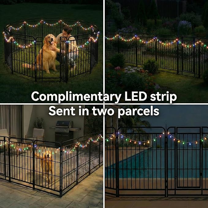 Dog Playpen Outdoor 32 Panels 47'' Rustproof Metal Dog Fence with Gate Small Medium Portable Large Dog Play Pen 72FT 282 Sq.ft for RV Camping, Trips, Play Yard