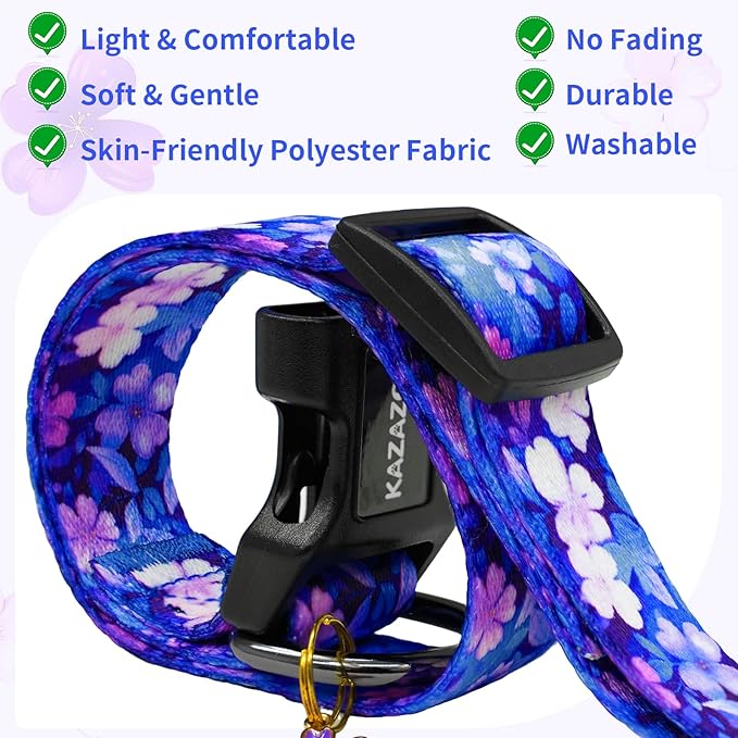 Kazazoo Dog Collar Cute and Soft Nylon Puppy Collar Girl, Adjustable Dog Collars for Medium Large Dogs, Purple Flowers-L