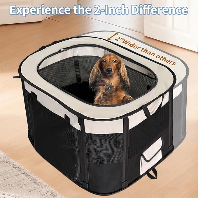 NEZUC Dog Playpen,Pet Playpen,Foldable Cage Kennel for Small Dog Cat,Waterproof Exercise Pen Crate with Removable Bottom,Indoor Outdoor Travel Use with Carrying Case (Black, Large(36''×28''×24''))