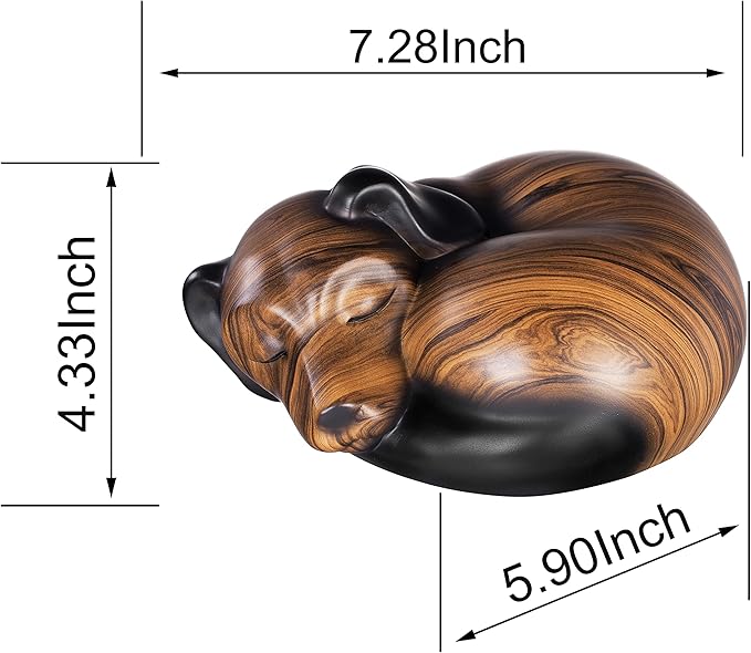Pet Urns,Sleeping Resin Cremation Dog Urn, Dog Urns for Ashes, Small Animal Urn(Brown)…