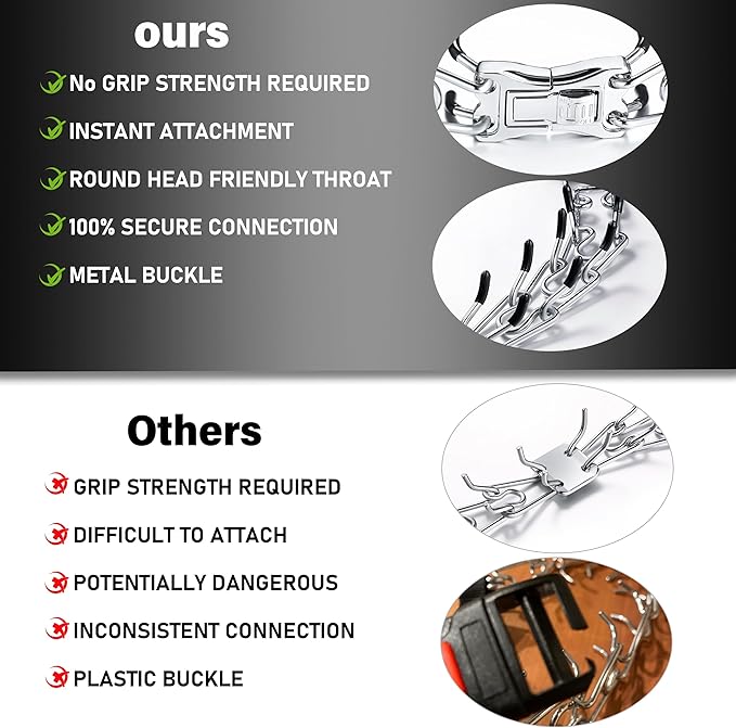 Dog Training Collar Adjustable Stainless Steel Collar with Quick Release Buckle for Small Medium Large Dog (XL Neck Girth 16.9"-22.2")