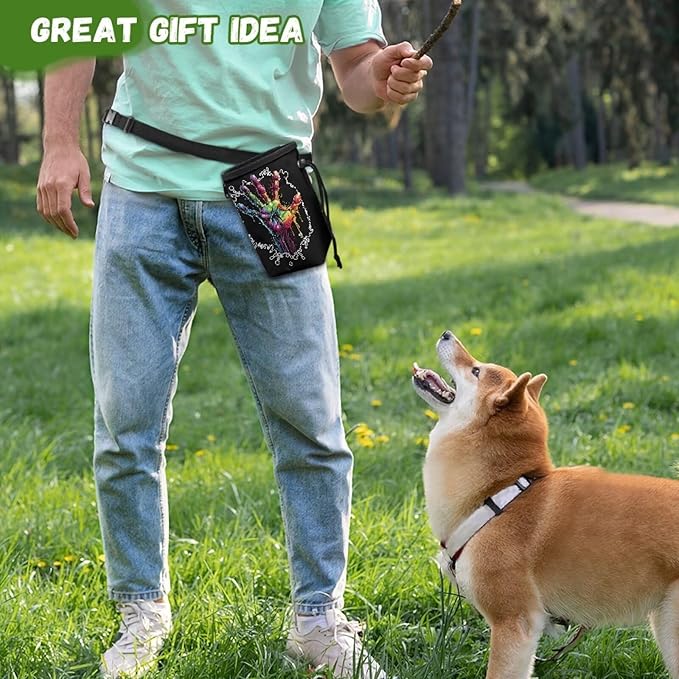 Hands Pet Treat Pouch Drawstring Closure Pouch Best Hiking Toys Pack Pocket Sized Training Treat Bag Bait Bag Training Bag for Treats, Kibbles, Toys & Accessories