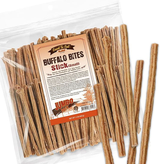 Gootoe Buffalo Dog Treats, Natural Low-Fat Chews for Training & Rewards, Limited Ingredient, Resealable Bag, Puppy Treats for Small Dogs & Puppies, Resealable Bag, Buffalo Bites Stick (Small), 1.5 lb