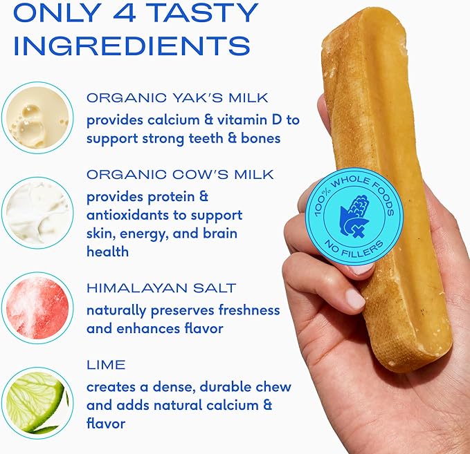 Native Pet Yak Cheese Himalayan Dog Chews - Long Lasting Dental Sticks for Medium Breeds – 100% All Natural Himalayan Yak Chews for Medium Dogs – Cheese Bone for Aggressive Chewers - 10 Per Pack