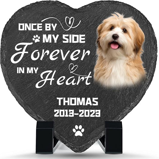 Dog Memorial Gifts for Loss of Dog, Personalized Pet Memorial Stone Plaque with Photo Name, Custom Pet Grave Headstone, Loss of Pet Sympathy Gift for Dog Cat Lovers