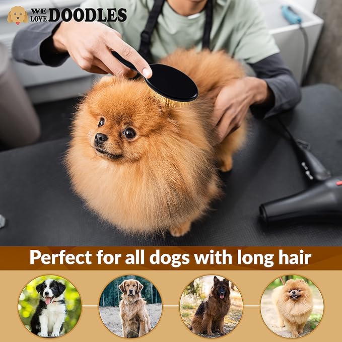 We Love Doodles Pin Brush for Dogs & Ocean Breeze Dog Detangler Spray Bundle - Brush for Removing Loose Fur & Dematting Spray Made in USA