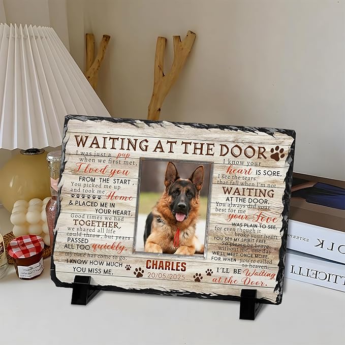 Personalized Dog Memorial Gifts for Loss of Dog, Custom Pet Memorial Stone with Photo Name, Pet Headstones for Dogs, Bereavement Sympathy Gifts for Dog Cat Lover