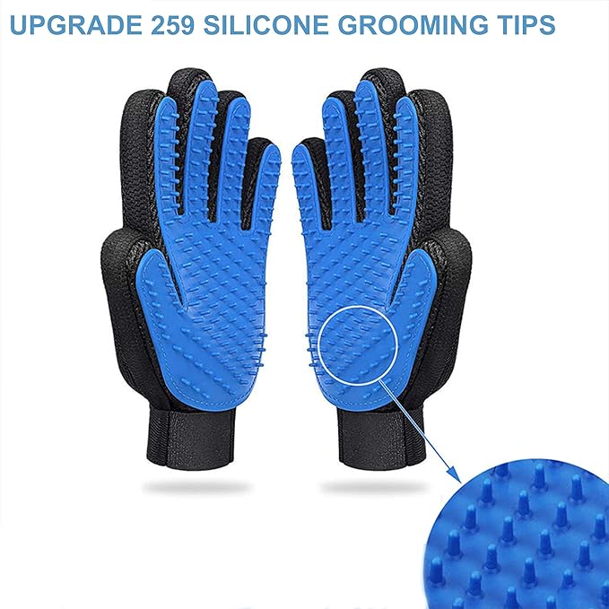 3PCS Pet Grooming Kit: Shampoo Massage Gloves, Hair Fur Remover for Bathing, Shedding Brush for Short & Long Fur