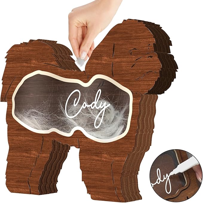 9" Shih Tzu Dog Hair Keepsake Box, Wooden Pet Urns for Dogs, DIY Pet Loss Sympathy Gifts, Unique Gift Dog Shape Standable Table Decor, Idea Gift for Pet Lover Storing Fur Teeth Ashes PSD16-24L