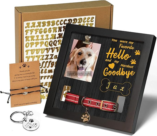 Dog Memorial Frame with Collar Holder, Thoughtful Pet Remembrance Gift, Black