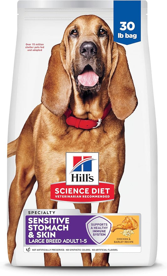 Hill's Science Diet Adult 1-5 Large Breed Sensitive Stomach & Skin Dry Dog Food, Chicken, 30 lb. Bag