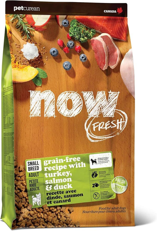 Now Fresh Grain-Free Small Breed Dry Dog Food with Turkey, Salmon & Duck, Healthy Kibble Made with Real Poultry & Fish, Chicken-Free Recipe, with Pumpkin & Probiotics for Good Digestion, 12 lb Bag
