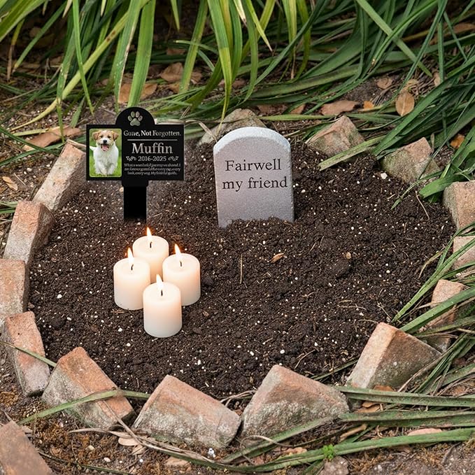 Custom Dog Grave Markers Outdoor, Personalized Pet Grave Marker Dog Memorial with Photo and Name, Outdoor Weatherproof Pet Cemetery Sign, Personalized Dog Memorial Gifts for Loss of Dog