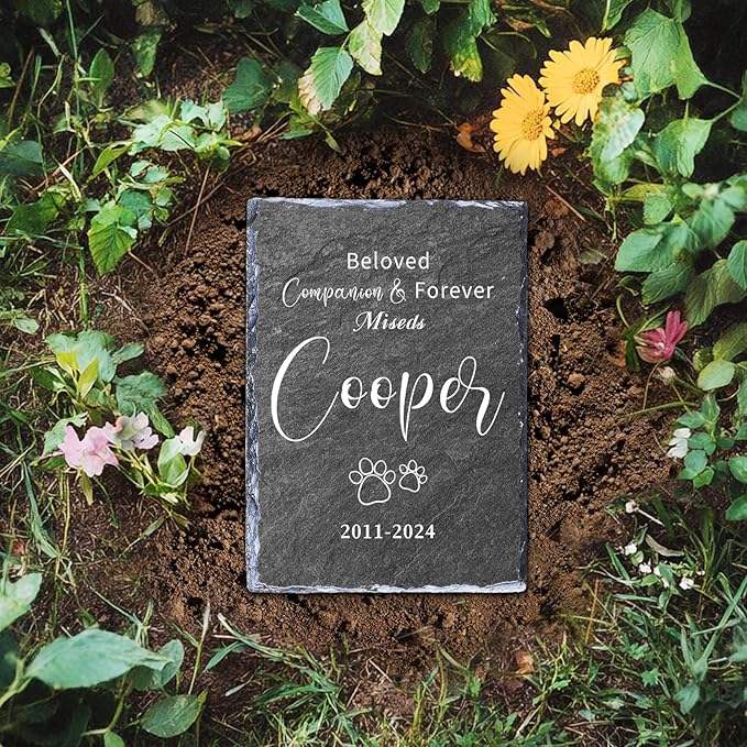 Custom Pet Memorial Stones for Dog, Personalized Memorial Plaques for Outdoors with Picture & Text Garden Stone for Loss of Dogs, Rectangle Shaped Dogs Grave Marker,B2-Rectangle