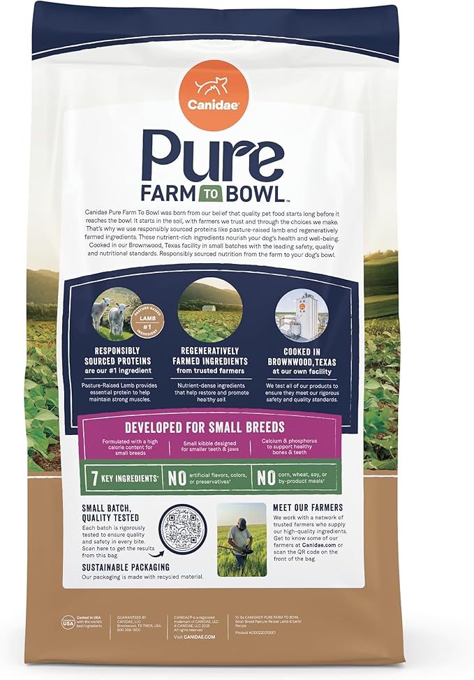 Canidae Pure Farm to Bowl Small Breed, Pasture-Raised Lamb & Lentil Recipe, 4 lbs.