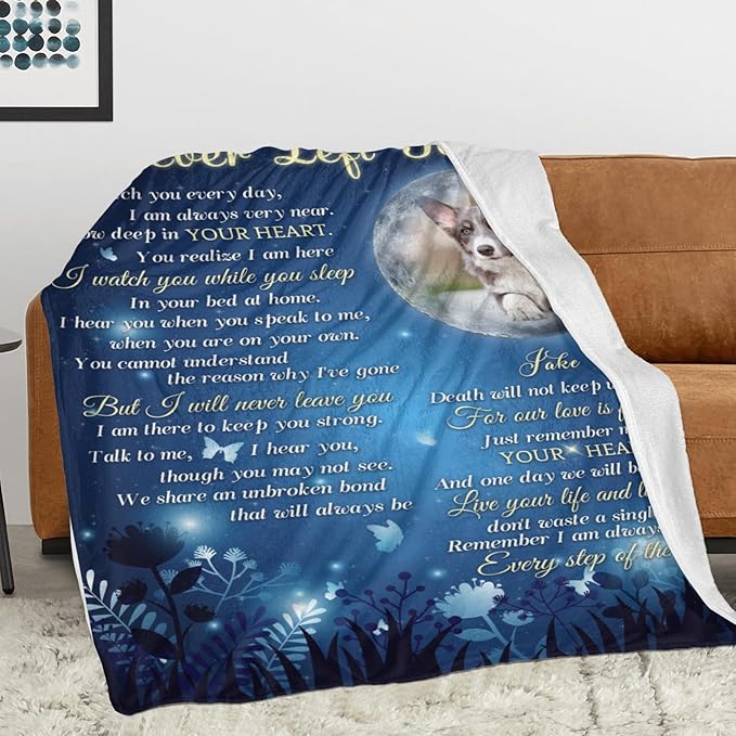 Personalized Dog Memorial Blanket with Photo:Made in USA,Custom Memorial Gifts for Loss of Dog,Cat,Pet,Sympathy Bereavement for Loss of Pet