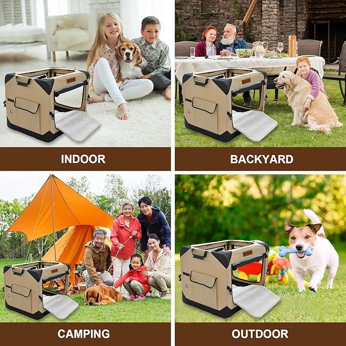 Soft Dog Crate for Extra Large Dogs, 4-Door Foldable Collapsible Dog Crate with Soft Sides, Indoor & Outdoor Travel Dog Kennel