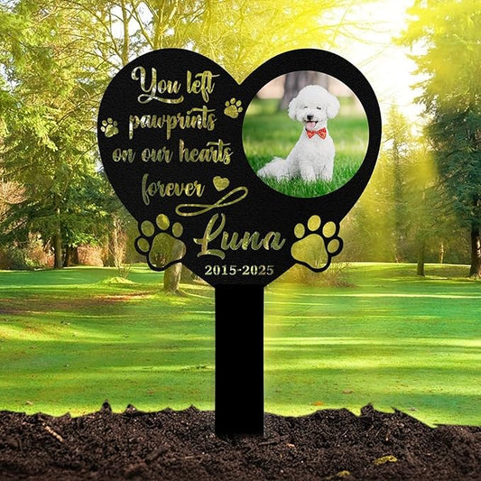 Custom Dog Grave Markers Outdoor, Personalized Pet Grave Marker Dog Memorial with Photo and Name, Outdoor Weatherproof Pet Cemetery Sign, Personalized Dog Memorial Gifts for Loss of Dog