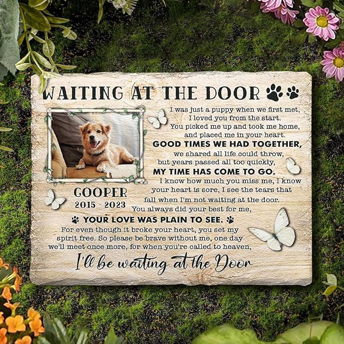 Dog Memorial Stone - Thoughtful Customized Stones in Memory of Dogs, Pups - Grief Gifts for Pet Loss, Dog Mom Passing Away - Remembrance Garden Marker, Home Décor