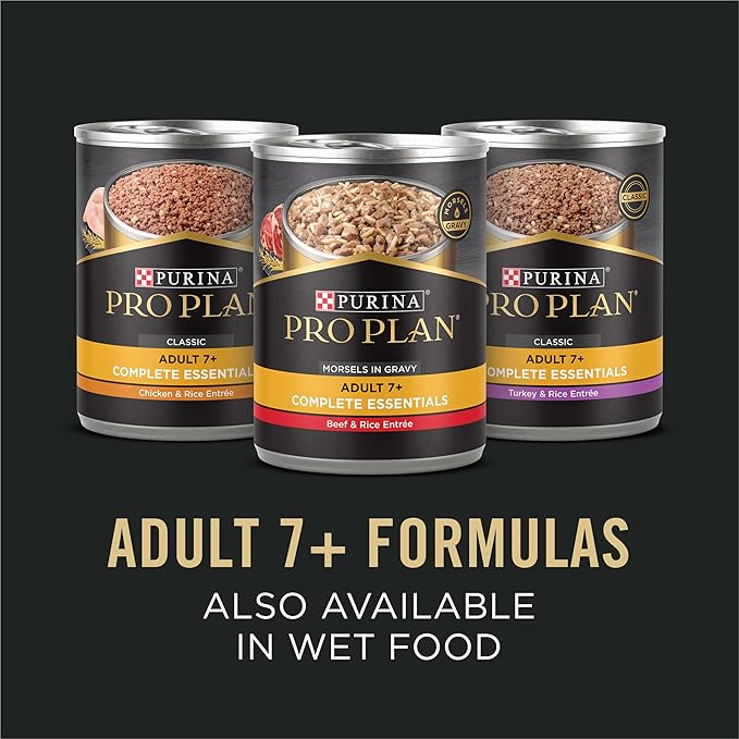 Purina Pro Plan Senior Dog Food, 7 Plus Shredded Blend Beef and Rice Formula Dry Dog Food, 18 lb. Bag