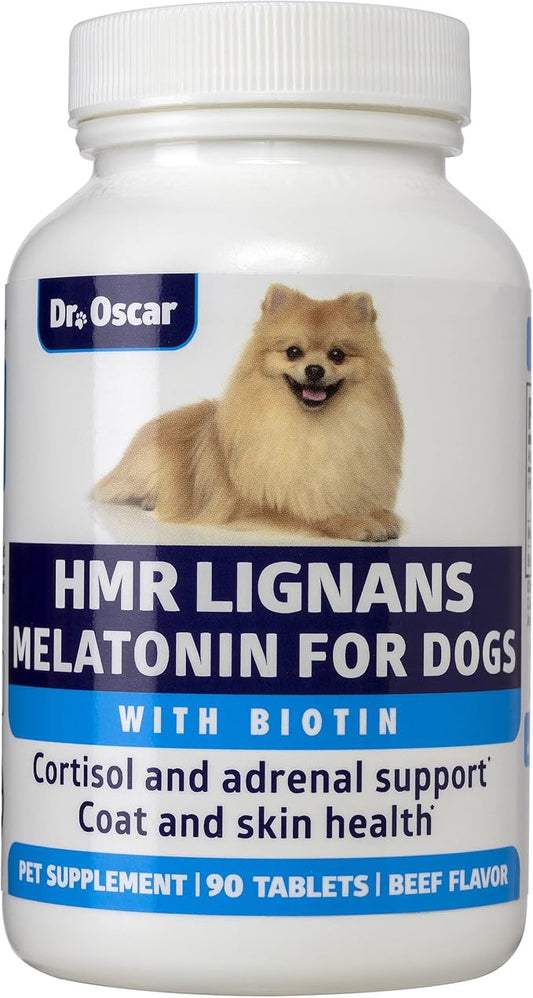HMR Lignans and Melatonin for Dogs with Cushings. Superior 3in1 Formula with Biotin. Adrenal Support, Helps Maintain Normal Cortisol Levels. Better Than Lignans & Melatonin Only. Skin & Coat Support