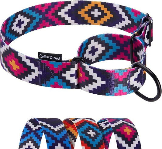CollarDirect Aztec Martingale Collars for Dogs Heavy Duty Tribal Pattern Safety Nylon Training Collar Large Medium Small (Tribal, XL, Neck Size 19"-24")