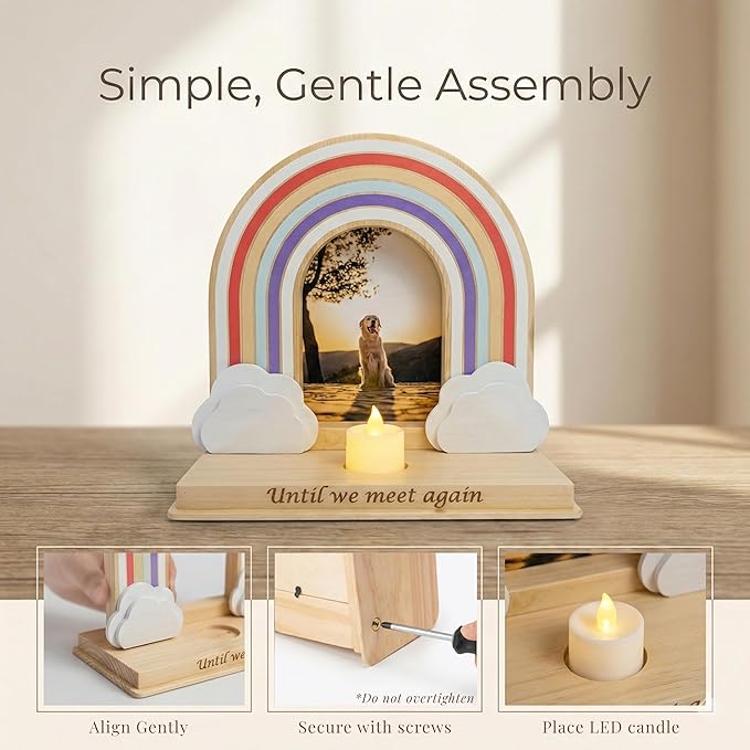 Dog Memorial Gifts for Loss of Dog – Rainbow Bridge Pet Memorial Gifts for Dogs, Pet Loss Sympathy Gift, in Memory of Dogs Picture Frame Keepsake with LED Candle, Card & Gift Box for Any Pet