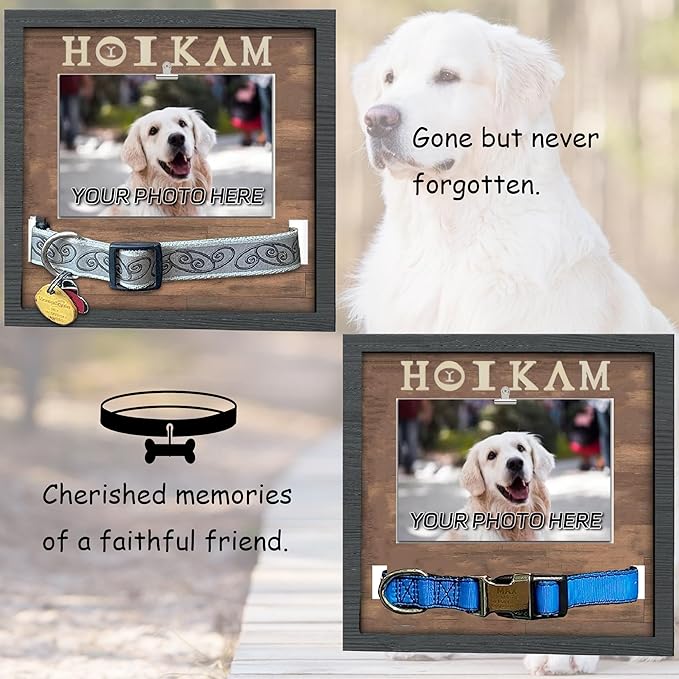 Pet Collar Memorial Shadow Box Dog Picture Frame 9.2"x9.2", Cat or Dog Memorial Gift Pet Sympathy Remembrance Gift Keepsake DIY Name for Multi Sizes Dogs