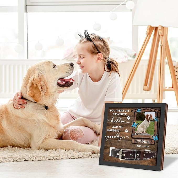 Customized Pet Memorial Gifts for Dogs, Dog Memorial Gifts for Loss of Dog, Dog Memorial Collar Plaque, Cat Loss Sympathy Gifts, Dog Memorial Gifts, Pet Gift Picture Frame Sign
